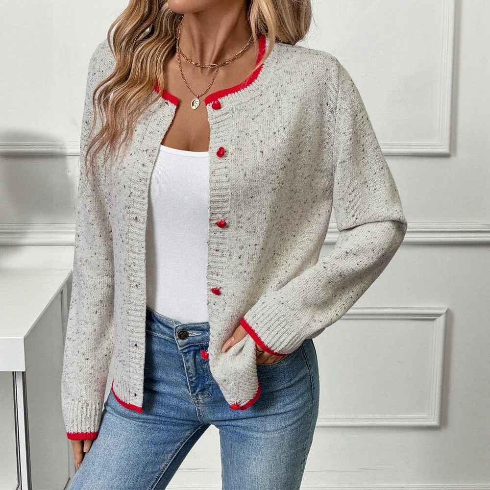 

Women's Cardigans Autumn Winter Intellectual 2025 Decent Buttoned Plain Long Sleeve Round Neck Open Front Casual Cardigans