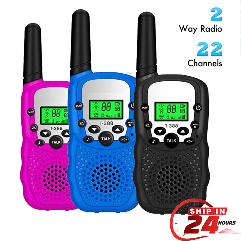 1 Pair Rt-388 Kids Walkie Talkies 0.5W Portable Child Electronic Radio Voice Interphone Outdoor LCD Display Toy Birthday Gift