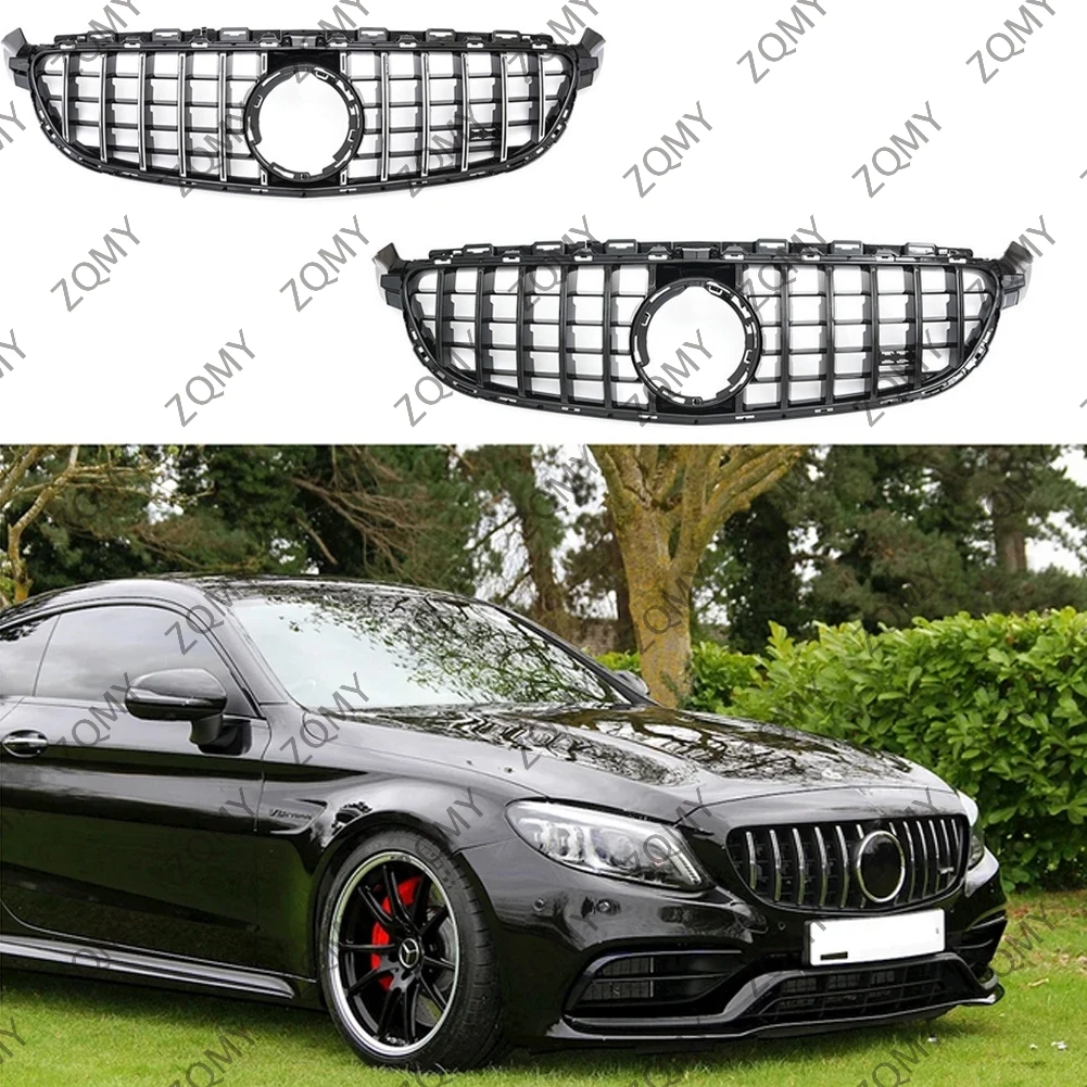 Car Front Bumper Grille Centre Panel Styling Upper Grill (GTR style) For Mercedes-Benz C-Class W205 C63 2019 2020 2021