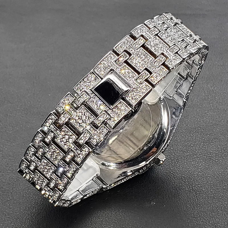 Luxury Full Diamond Watches For Men Top Brand Hip Hop Iced Out Arab Number Watch Men Fashion Steel Waterproof Clock Dropshipping