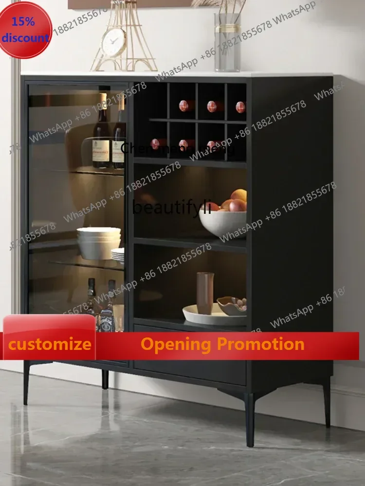 

B7304 ss Light Luxury Minimalist Wine Cabinet Modern Sideboard Cabinet Home Living Room Wall Glass Locker Small Display Cabinet