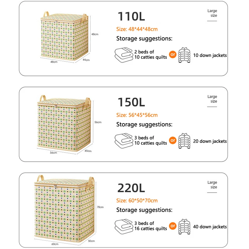 Large Capacity Clothes Storage Bags Closet Organizers Storage Bins Foldable Storage Toy Containers Box Dust-Proof Moving Bag