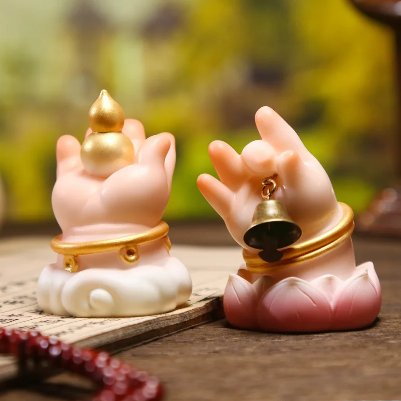 New Cute Style Fat Buddha Hand Resin Ornament Desktop Decor Home Decoration Meaningful Craft Home &