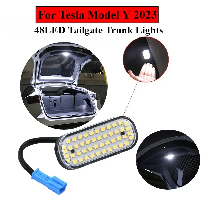 Upgraded 48LED Tailgate Trunk Lights For Tesla Model Y 2023 Rear Trunk Replacement LED Light Luggage White Tail Lamp Accessories