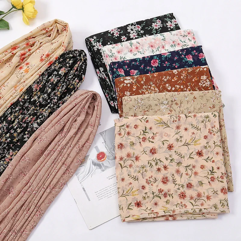 145*145cm Floral Square Chiffon Scarf Muslim Hijab Scarf Flower Print Chiffon Shawl Large Square Scarf Luxury Brand Designer