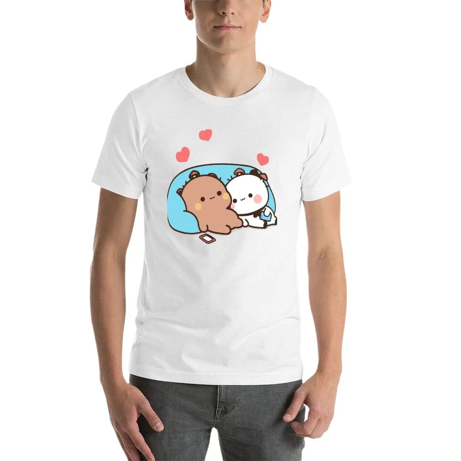 bear and panda bubu dudu balloon T-Shirt Ultra Soft Breathable Tee Top view 3