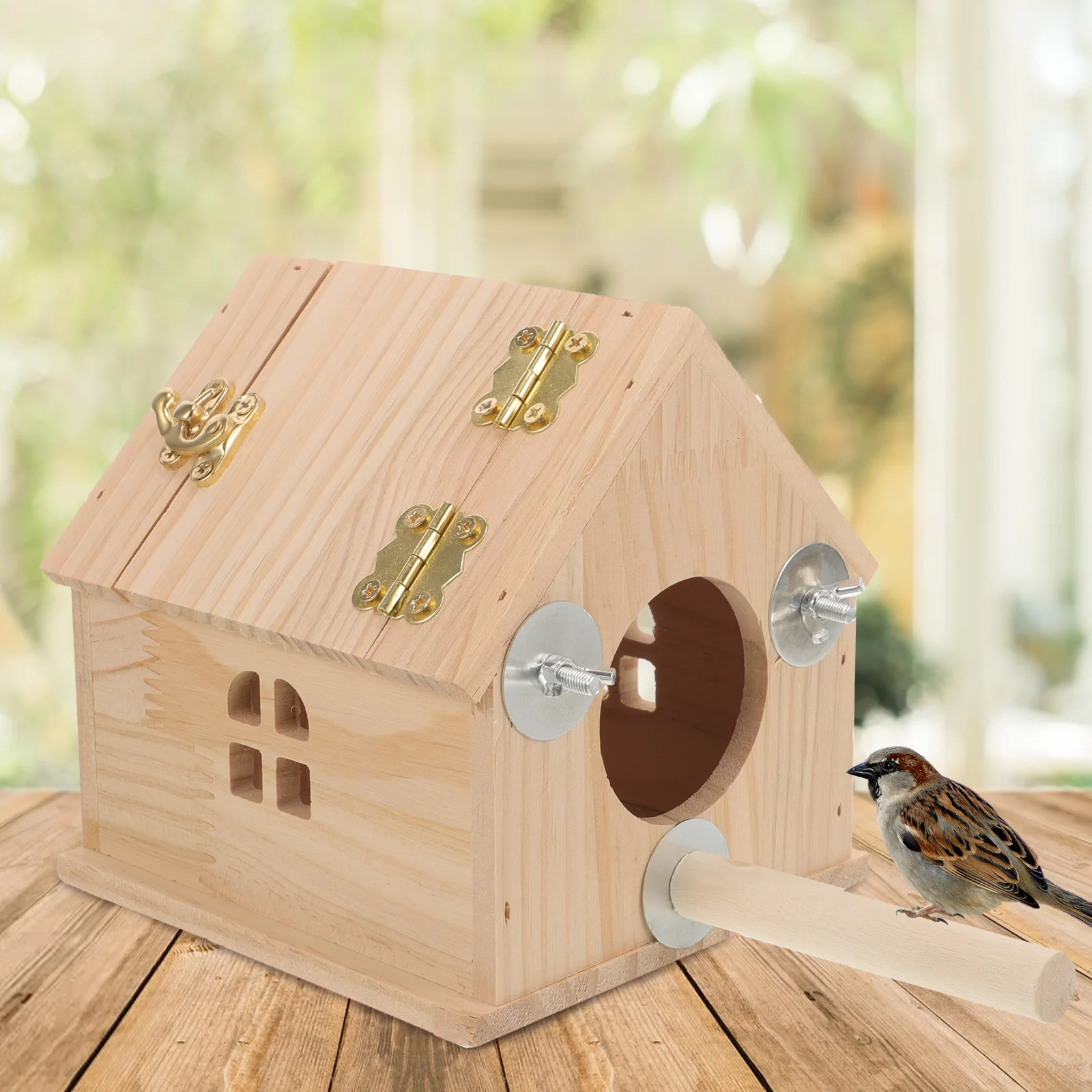 

Wooden Bird Breeding Box Parakeet Nesting House Pet Parrot Accessories Sleep Toy Natural Style Garden Hatch Egg Warm