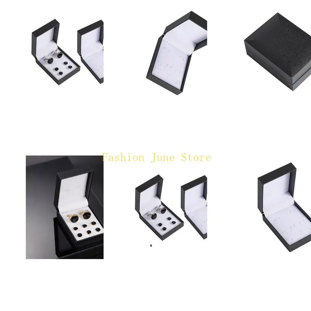 

N5KA Scratch Resistant Cufflink Jewelry Box for Shirts Elegant Plastic Men's Accessories Storage Organiser for Travel