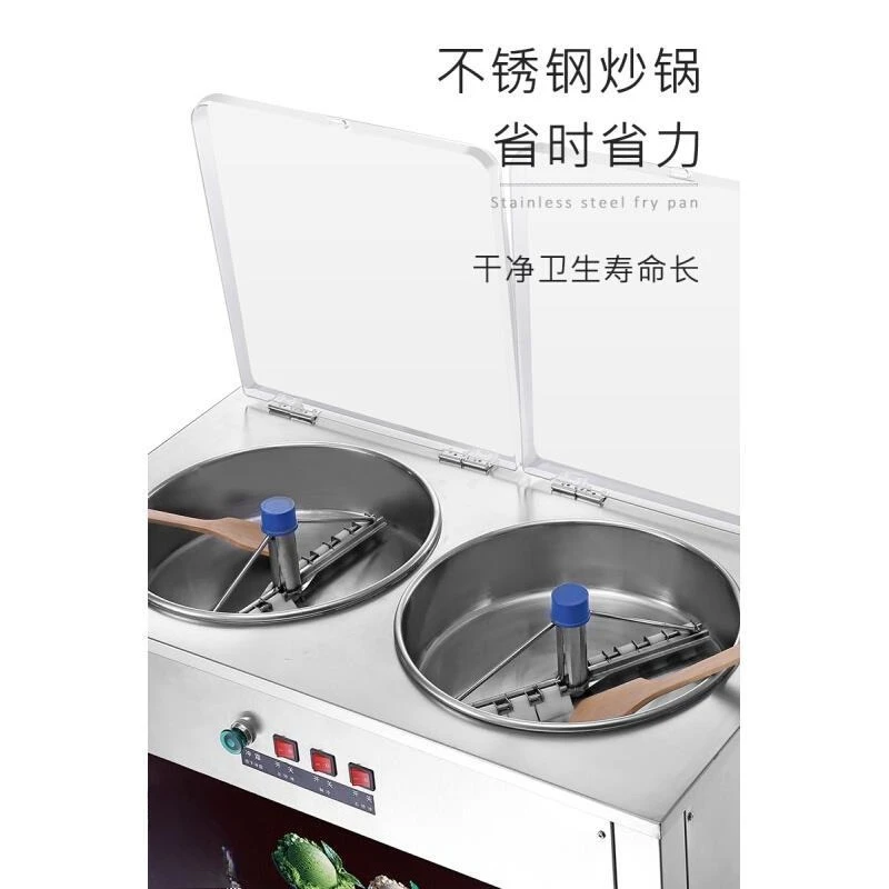 Automatic double-pot ice frying machine, ice cream ball machine