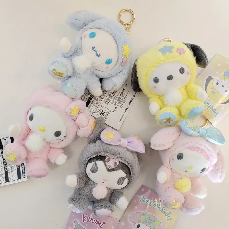 Porte-clés en peluche de la série Cinnamoroll Kuromi Melody Pachacco, décoration de beurre Sanurgente, ornements d'anime, décor de chambre Kawaii