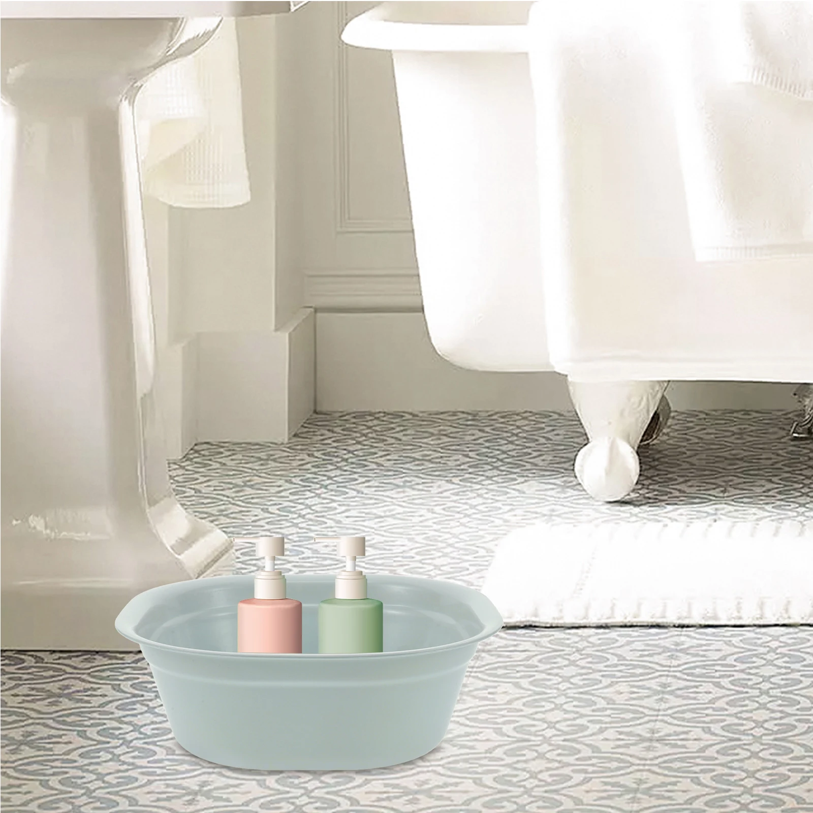 

Thickened Durable Plastic Large Foot Bucket Multifunctional Washing Basin For Vegetable Laundry Space Saving Square Hand Wash