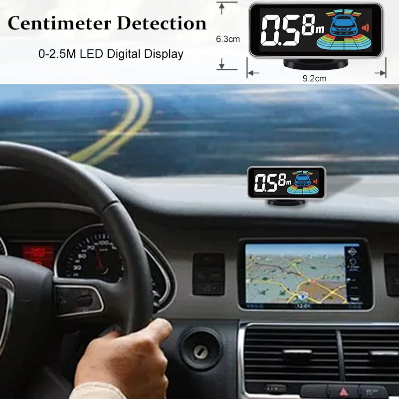 مجموعة أجهزة استشعار وقوف السيارات متعددة الرادار، شاشة LED إلكترونية بإضاءة خلفية، نظام صوتي متعدد الريف، كاشف عكسي، إنذار بمستشعر 6/8 #4