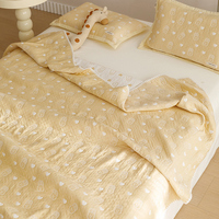 100% Cotton Three-layer Yarn Fabric Summer Quilt Children Soft Skin Friendly Kid Blanket  Air Conditioner Duvet Child or Adult