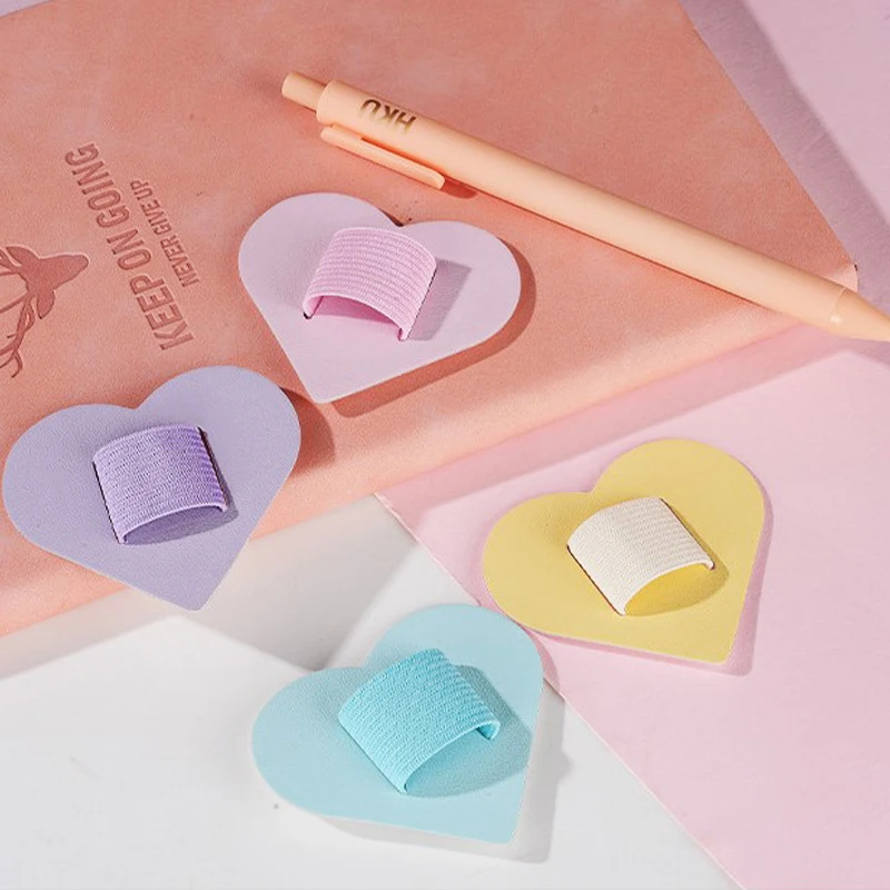 Multicolor Heart Shape Self-Adhesive Pen Holder Leather Pen Clip Pencil Holder Elastic Loop For Pen Storage On Notebook Journals