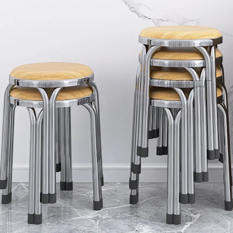 

Thickened Stainless Steel Metal Stools Stacked Storage Stools In Restaurants Modern And Minimalist Benches For Household Use