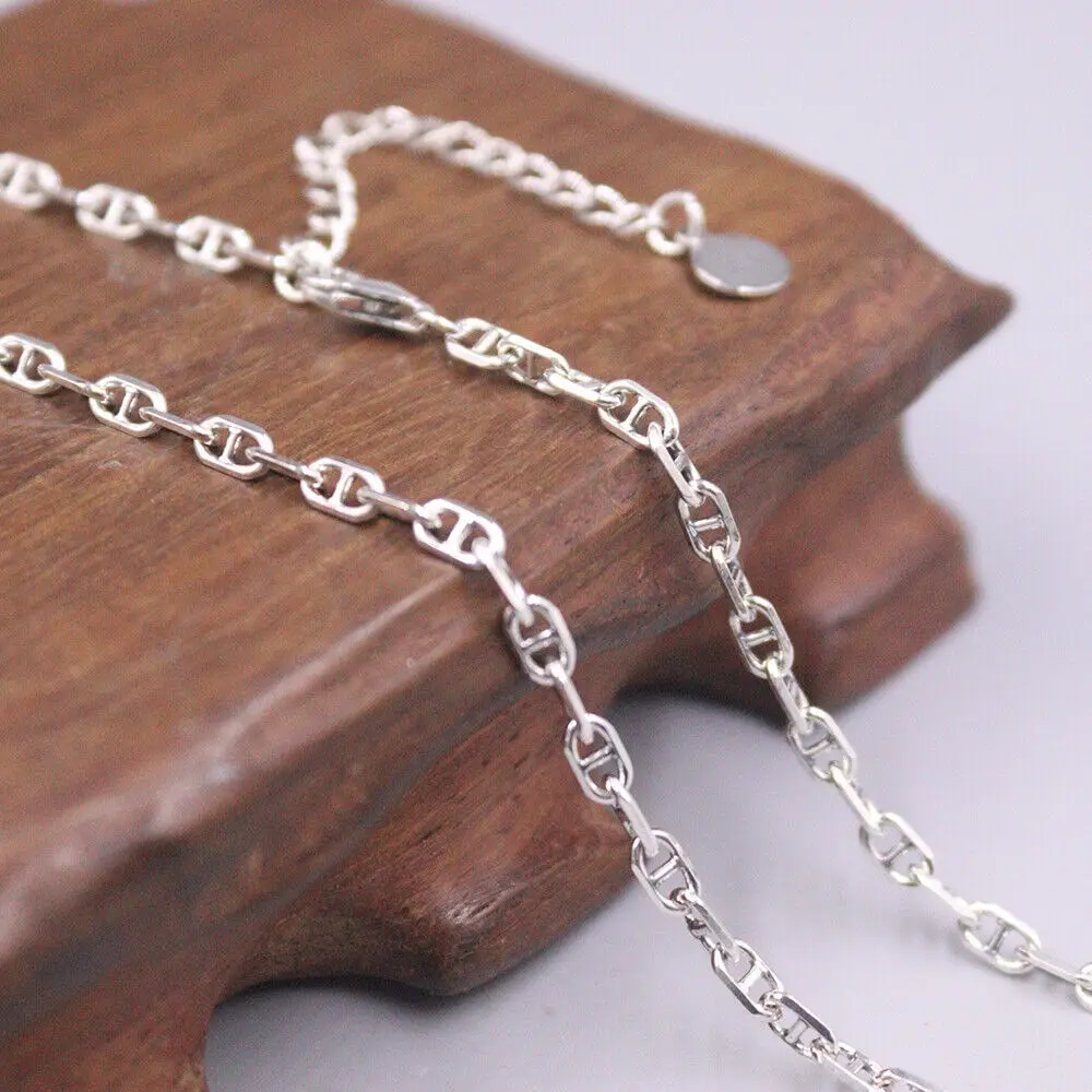 Real 925 Sterling Silver Necklace 3mm Anchor Link Chain 23.5