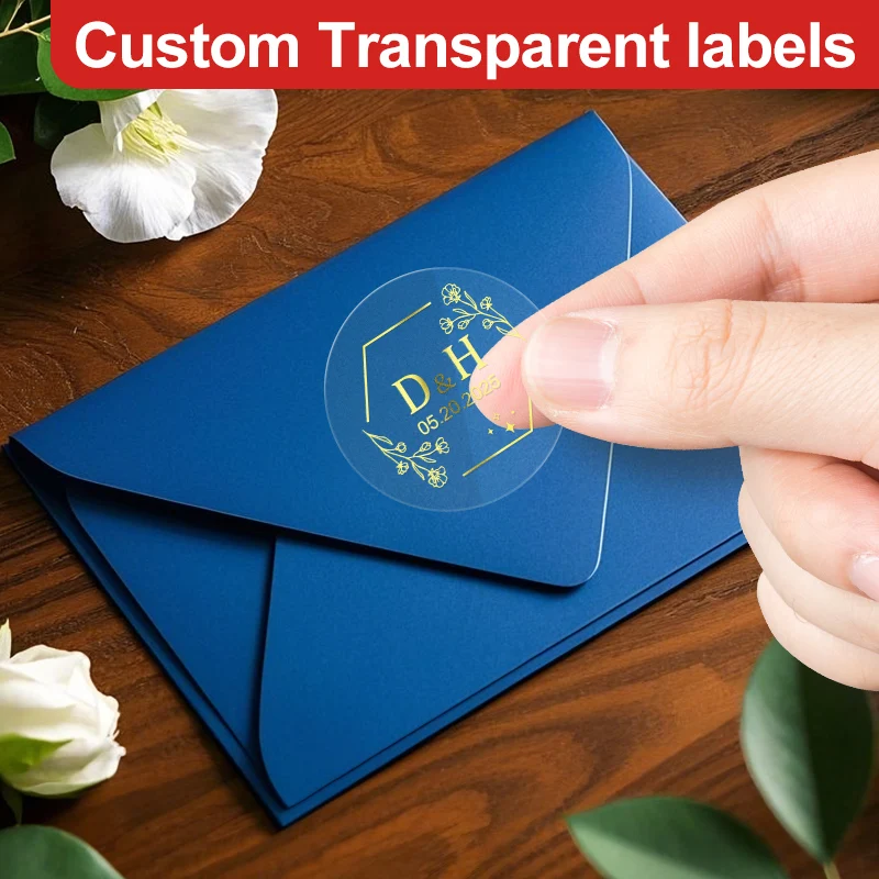 Waterproof Personalized Gold Transparent Decals‑Stickers for Cupcake Toppers, Glass Jar Labels and DIY Projects