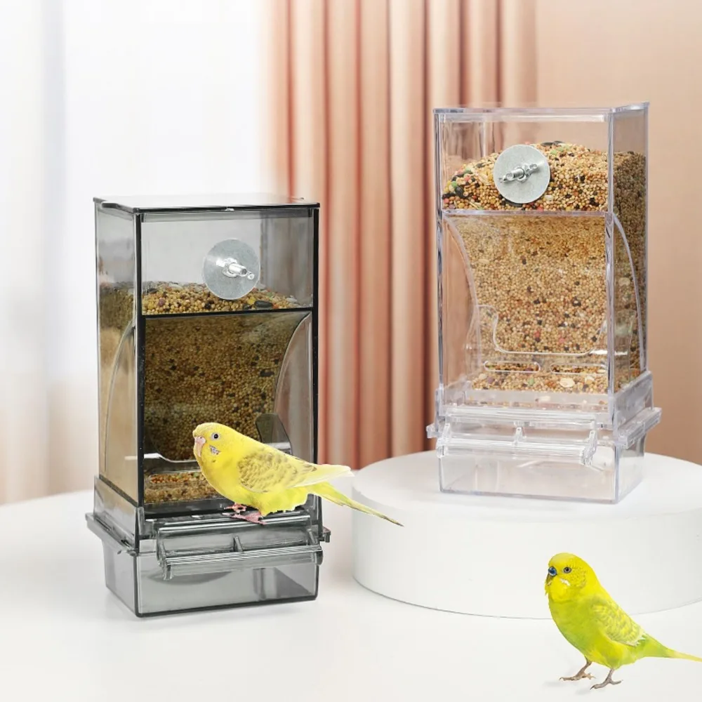 Large Capacity Splash Proof Automatic Feeding Bird Feeder Parrot Bags Tiger Skin Peony Xuanfeng Small Parrot Feed Bird Food Box