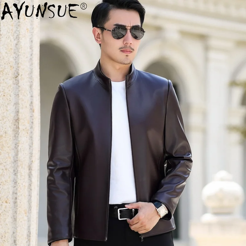 New Genuine Sheepskin Leather Jacket for Men Real Motorcycle Jackets Man Slim Korean Style Coat Jaquetas