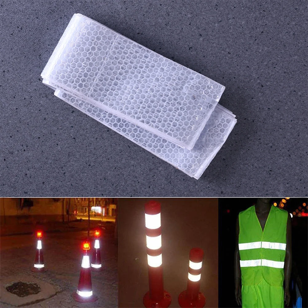 

3pc Reflective Stickers Adhesive Running Strip Fluorescent Ribbon White Night Riding Equipment Safety Tape Durable Outdoor