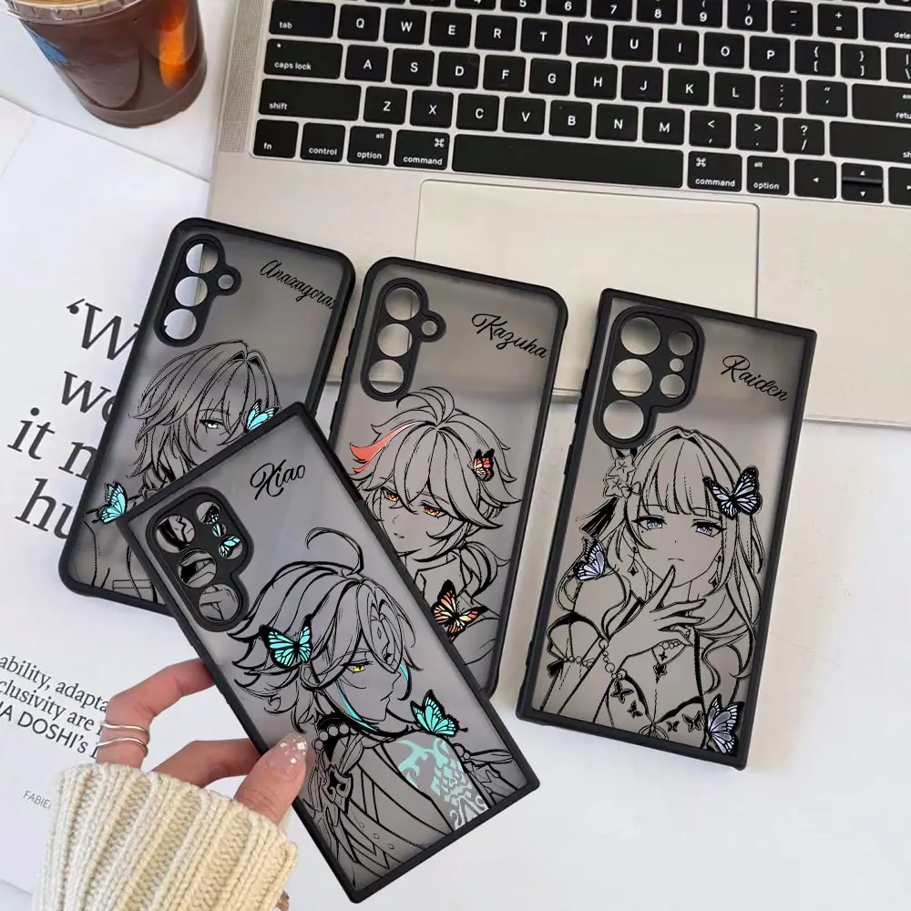 

Butterfly Genshin Impact Game Phone Case For Redmi Note 14 13 12 12s 11 10 9 9t Pro Plus 5G Copue Black Transparent Mtte Cover
