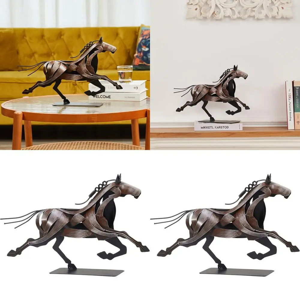 

Vintage Brown Metal Running Horse Statue - Unique Rustic Figurines for Home & Gifting