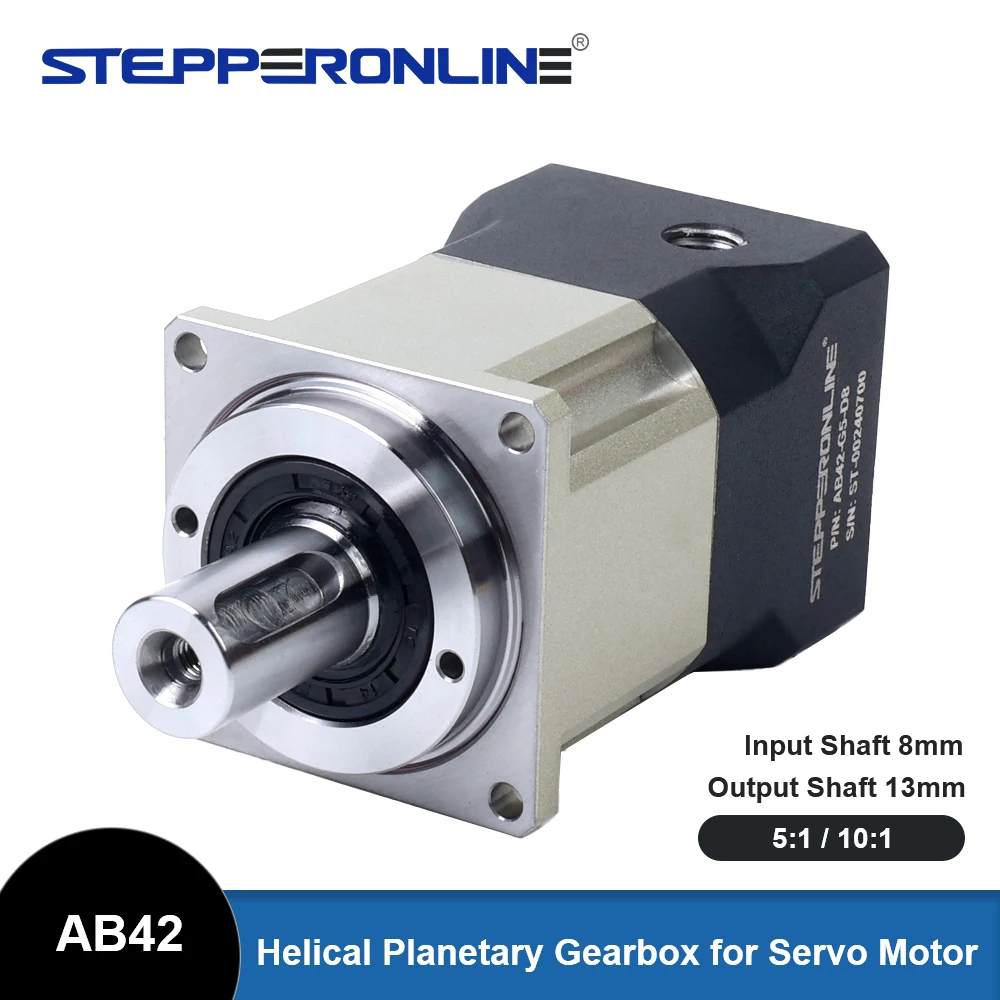 STEPPERONLINE Helical Planetary Gearbox Gear Ratio 5:1/10:1 Reducer Input Shaft 8mm IP65 Waterproof for 40mm Servo Motor