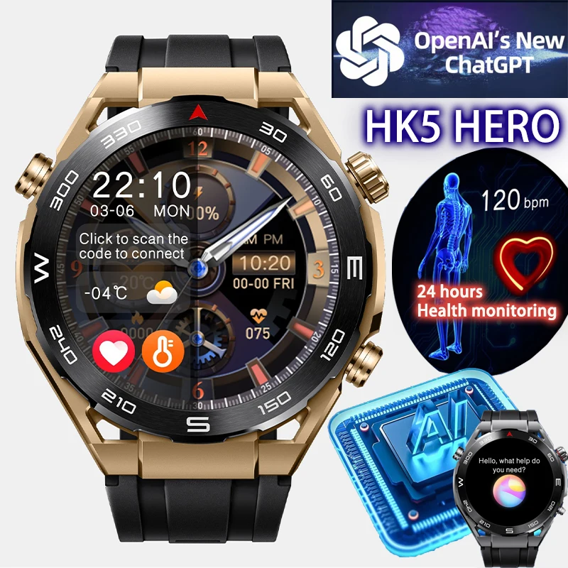 

Умные часы HK5 HERO для Huawei Watch Ultimate, новые мужские умные часы, Bluetooth, звонки, GPS, трекер движения, компас, браслет для общения