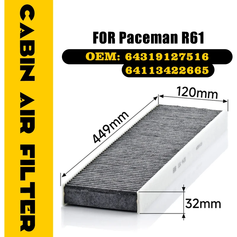 Carbon Air Filter For Mini Paceman R61 2013 2014 2015 2016 Air Conditioner Filter Effectively Accessories OE Numbers 64319127516