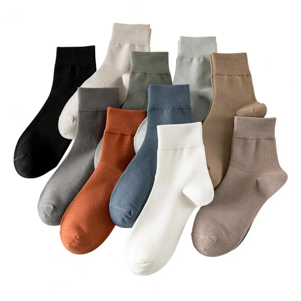 

Business Socks High Elasticity Unisex Cotton Socks for Business Sports Breathable Anti-slip Sweat-absorbing Mid-tube Solid Color