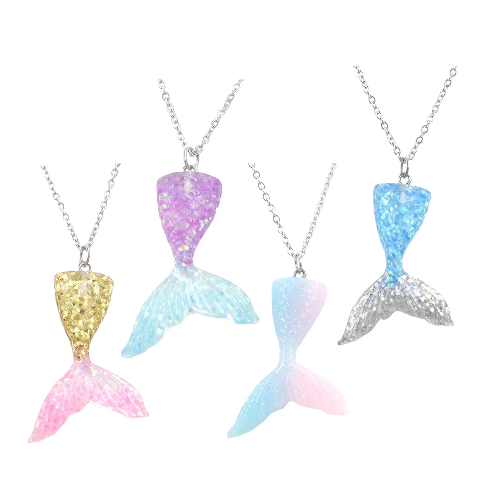 

4 Pcs Choker Necklaces for Girls Mermaid Women Tail Boy Pendant Gift Child Miss