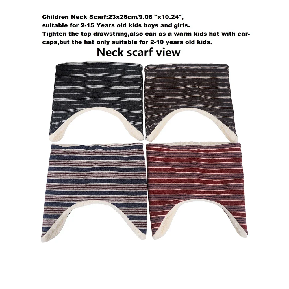 High Quality 2-10 Years Cold Winter Striped Warm Plush Scarf for Boys Girls Adjustable Outdoor Cozy Baby Neck Gaiter Kids Scarf