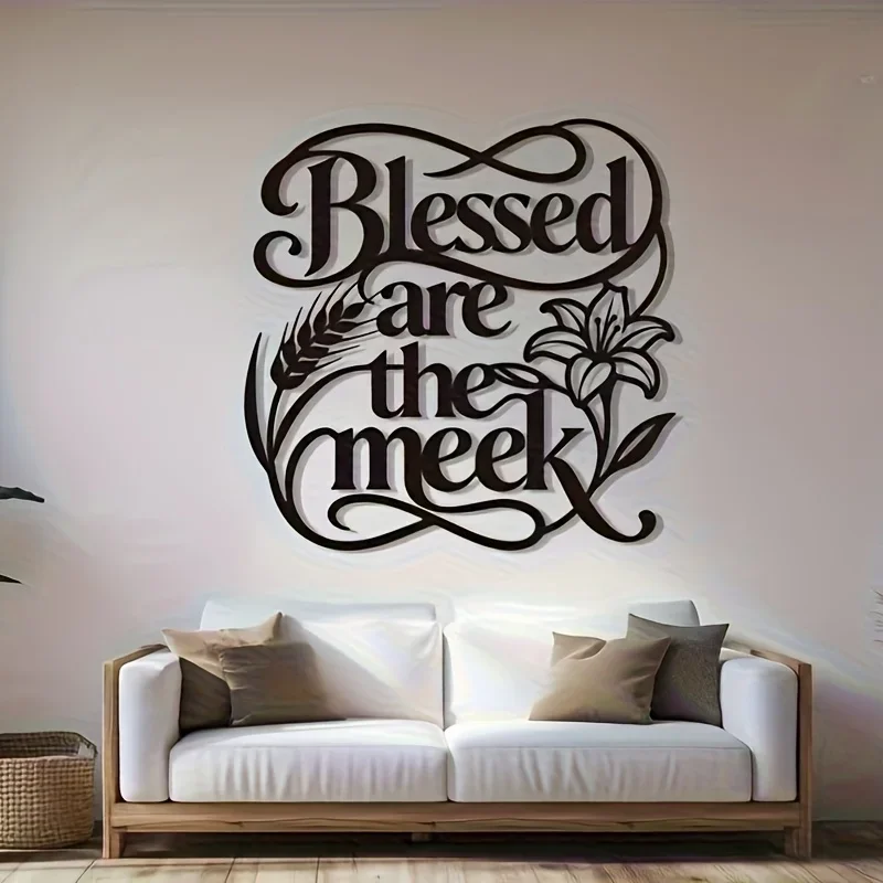 CIFBUY Bible Verse Wall Art Metal Religious Iron Sculpture Matthew 5 5 Blessed Are The Meek Scripture Home Decor Indoor Outdoor