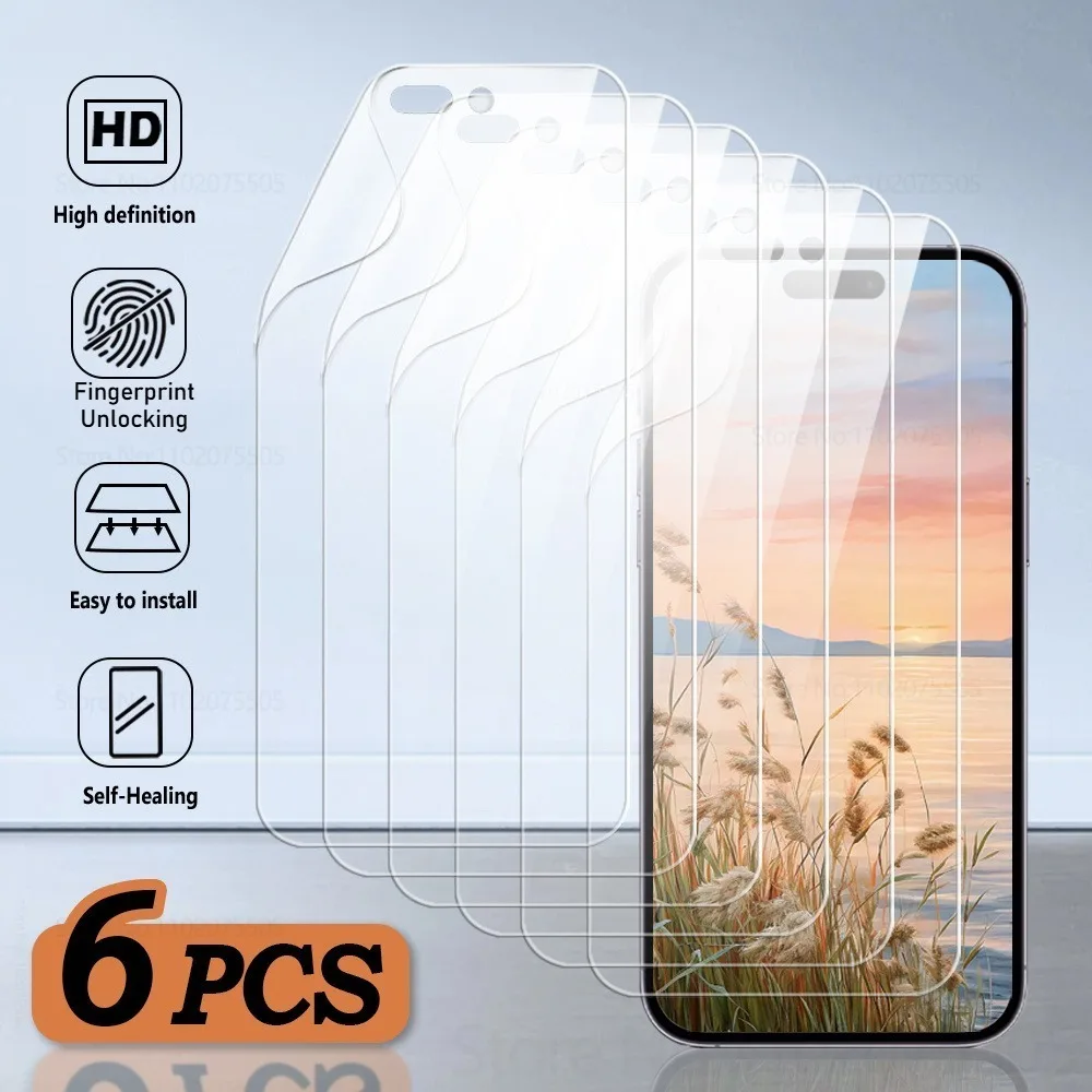 

6Pcs High Definition Hydrogel Film for IPhone 17 Promax 17 Pro 16 Plus 16E Screen Protector for IPhone 15 14 Promax 11 12 13Mini