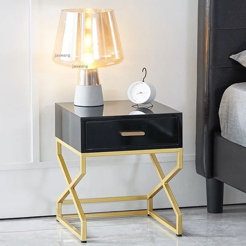 Nordic Wrought Iron Bedroom Cafe Bedside Table Creative Small Apartment Storage Tables Simple Hotel Dormitory Nightstands Locker