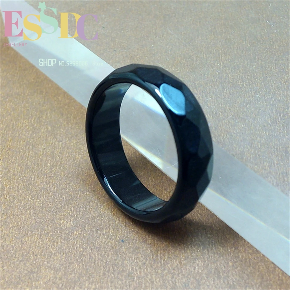 Natural Black Agate Ring Chalcedony Multi Faceted Ink Jade Hand Jewelry  For Men  Women Lovers Charm  Fashion Versatile