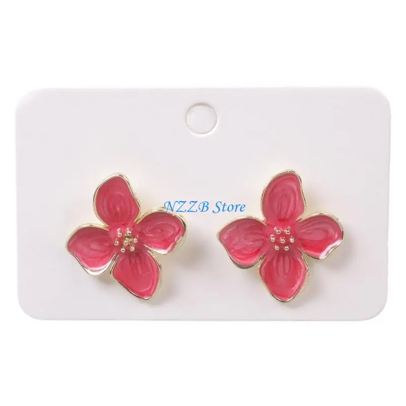 

T21F Elegant Hibiscus Designs Studs Earrings for Women Romance Korean Styles Vintage Charm Fashion Jewelry Accessory