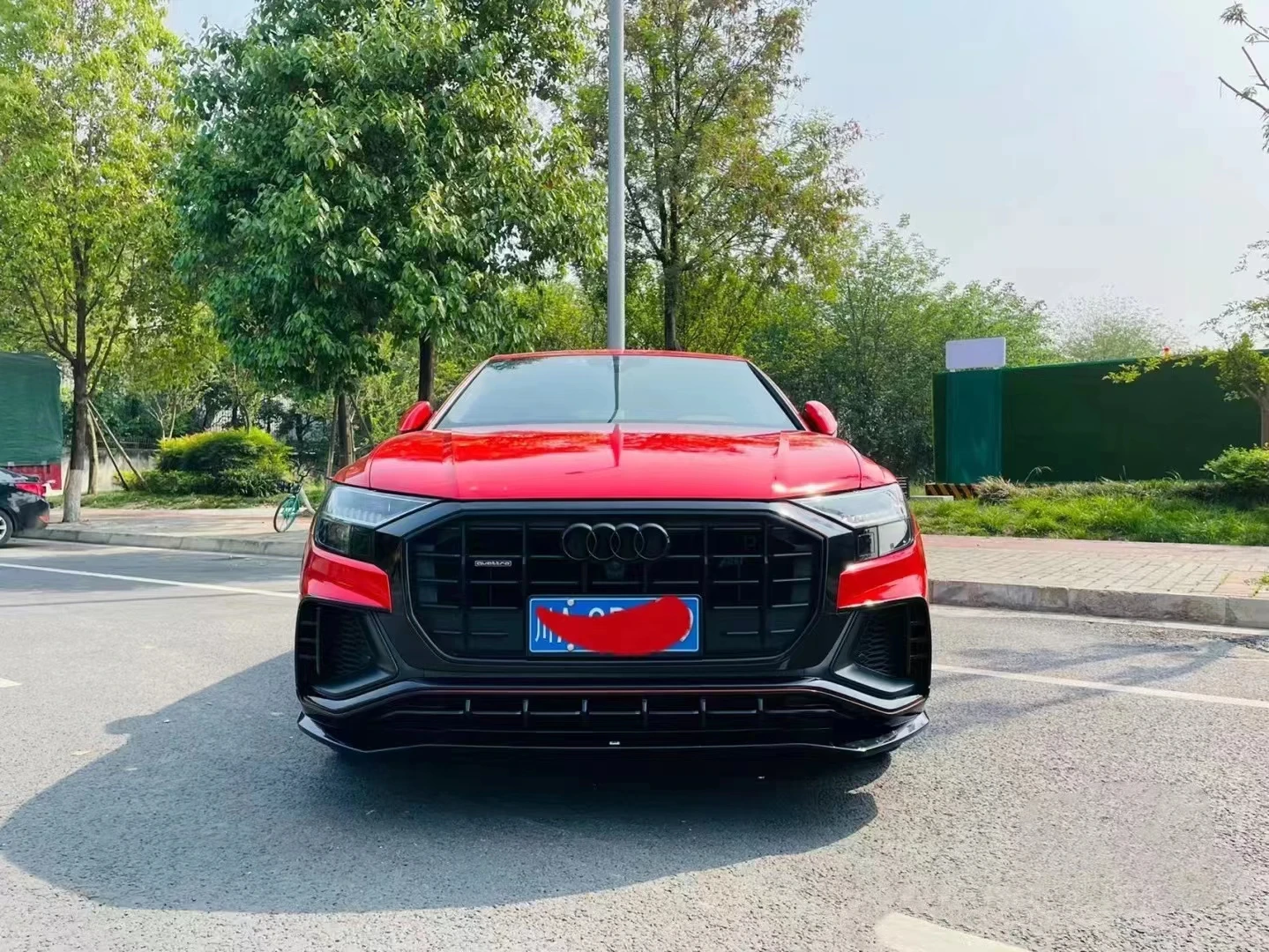 Runde PP Material For Audi Q8 Upgrade AT Style Body Kit Front Lip Fog Lamp Cover Tuyere Top Wing Rear Diffuser Exhaust Pipe