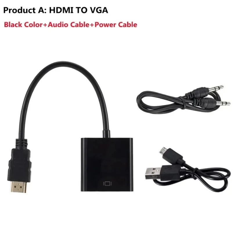 Male to Female HDMI-compatible to VGA Adapter HD 1080P Audio Cable Converter For PC Laptop TV Box Computer Display Projector