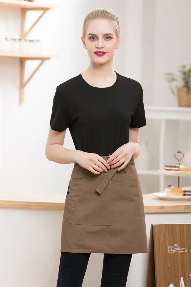 Kitchen Aprons for Women Short Mandiles Restaurant Hotel Bar Cafe Waiter Waist Apron Lady Cleaning Bibs Food Shop Things Custom