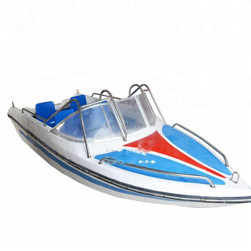 

Fast speed boat with fiberglass hull electric motor and oil motor