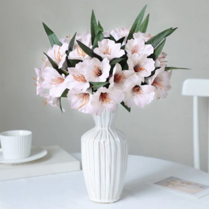 5 قطعة/المجموعة الزهور الاصطناعية 7-رئيس البوق زهرة محاكاة الزهور Flores لتزيين حديقة المنزل الزفاف