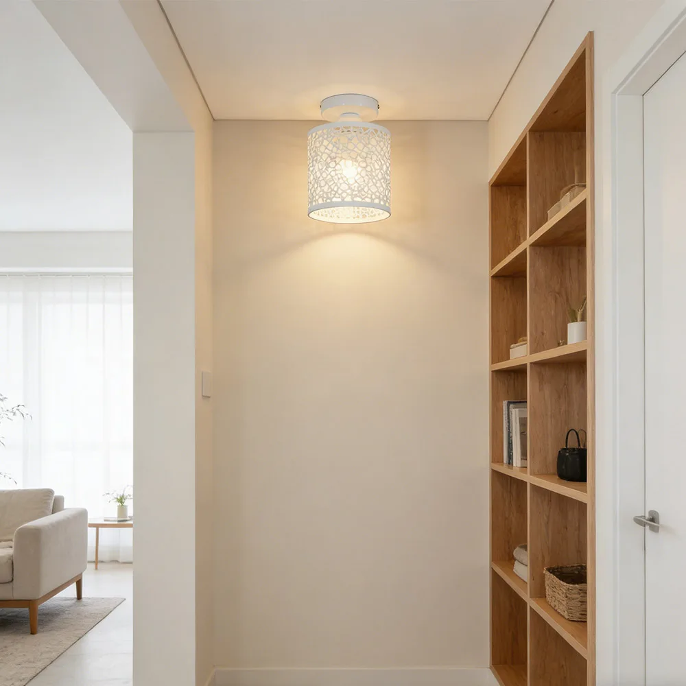 Iron ceiling light minimalist Nordic retro balcony, kitchen light, hallway iron entrance small ceiling light cylinder round