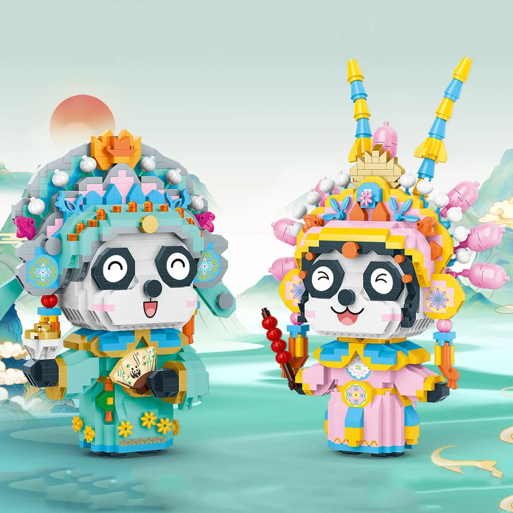 

Creative Cartoon Animal Images, Five Chinese Opera Characters, Micro Building Blocks, Panda Building Blocks Gift