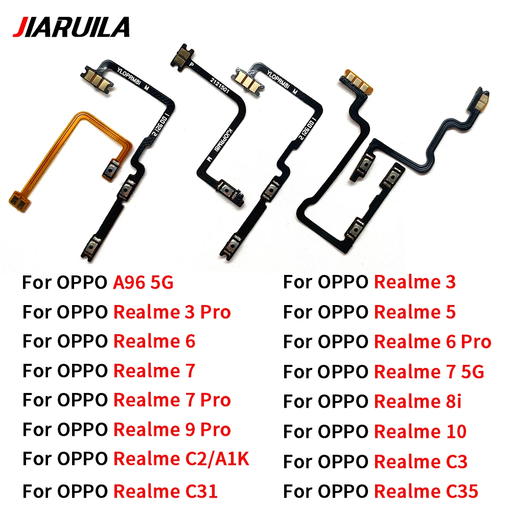 

10Pcs/Lot Top Power on/off Volume Key Button Flex Cable For Oppo A96 5G Realme 3 5 6 7 8I 9 10 Pro C2 A1k C3 C31 C35