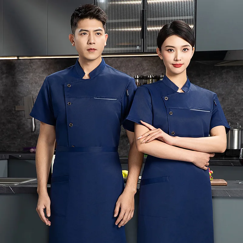 Roupas de trabalho do chef manga curta verão bolo loja hotel restaurante lanche bar escola cantina cozinha pessoal uniforme