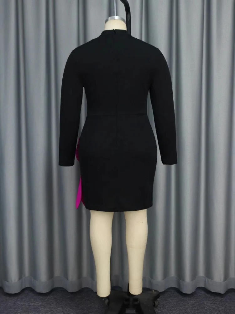 فستان Wmstar للنساء بسعر الجملة على الطراز الأفريقي بأكمام طويلة مع ألوان متباينة فستان أنيق للحفلات والولائم