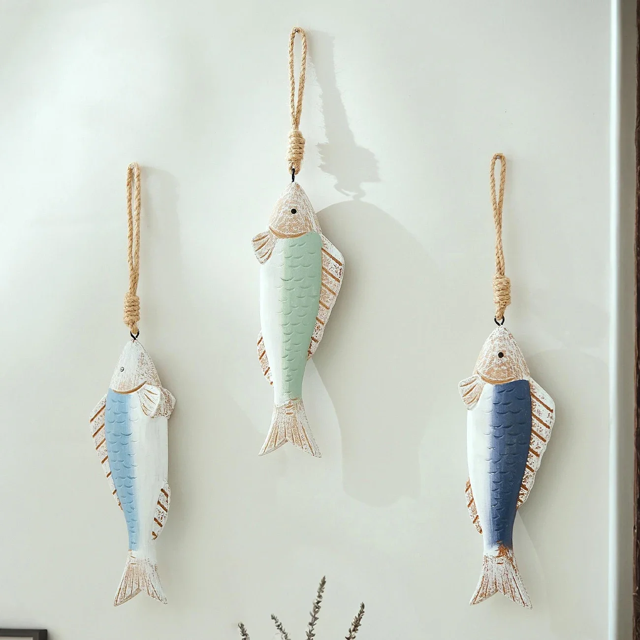 Mediterranean Retro Wooden Fish Skewers Hanging in The Ocean Fengxiang Villagers' Tavern Restaurant Wall Art Decorations