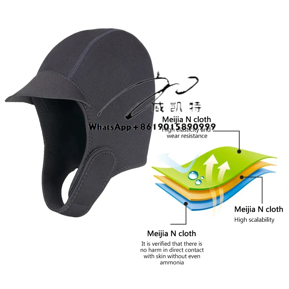 Quick Dry Neoprene Snorkeling Hat Wear-Resistant Diving Hood with Sun Protection & Ear Protector Water Aerobic Swim Dive Gear