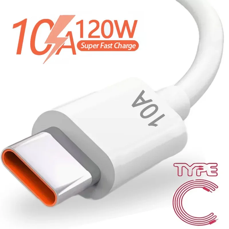 

120W 10A Type C Quick Charging Cable for Xiaomi Huawei Super Fast Charge Data Cables USB C Mobile Phone Data Cord